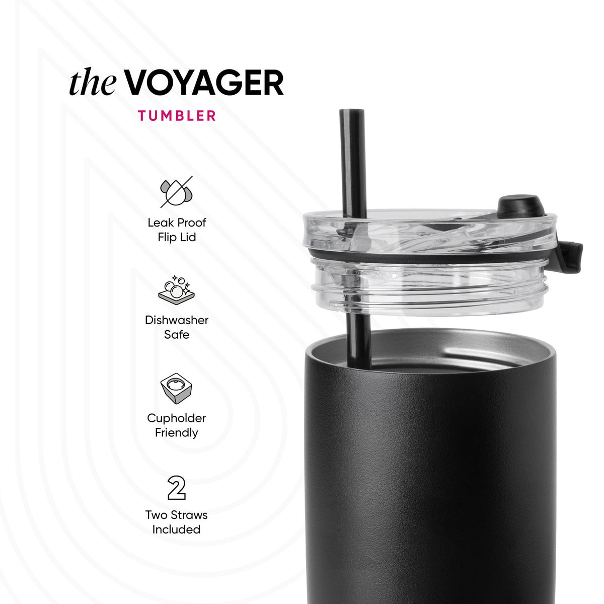Voyager Tumbler with Clear Flip Lid & Straw
